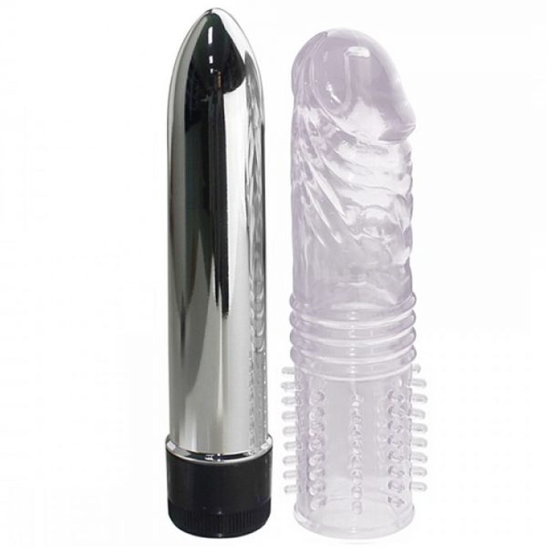 VIBRADOR PERSONAL COM CAPA FORMATO PÊNIS TRANSPARENTE FHTOYS