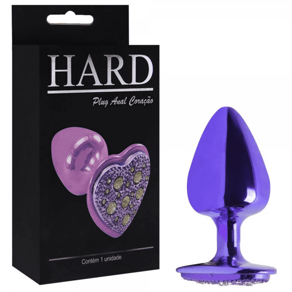 PLUG METAL CORAÇÃO CRAVEJADO EM ESTRASS ROXO HARD - Image 2