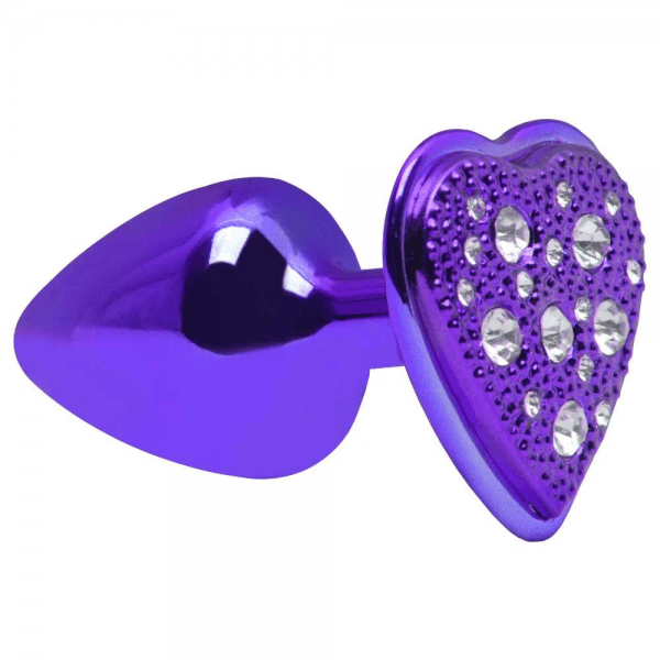 PLUG METAL CORAÇÃO CRAVEJADO EM ESTRASS ROXO HARD