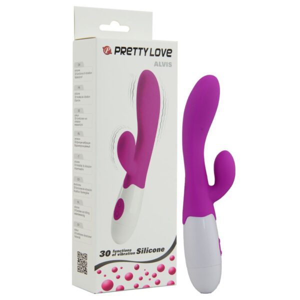 VIBRADOR RABBIT PONTO G EM SILICONE A PILHA ROSA ALVIS PRETTYLOVE