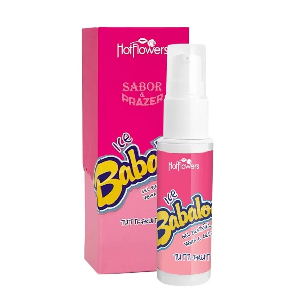 BABALOO ICE GEL BEIJÁVEL VIBRA E GELA 15G TUTTI FRUTTI HOT FLOWERS