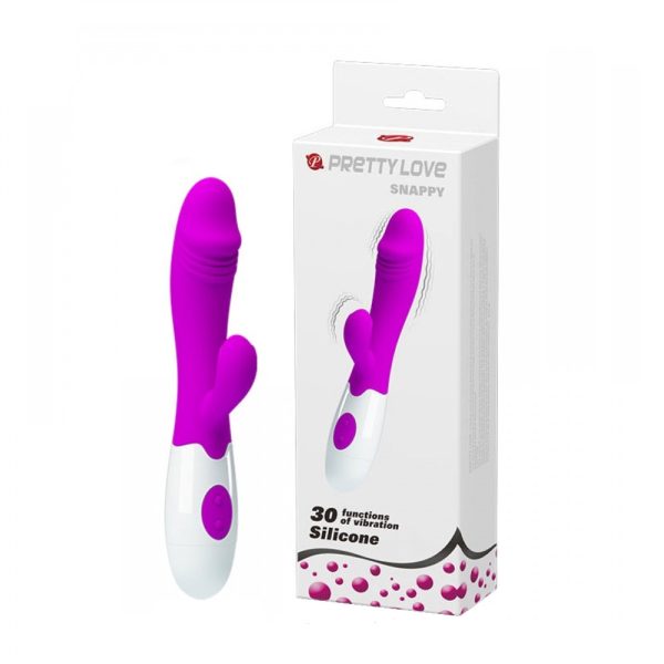 VIBRADOR PONTO G COM ESTIMULADOR CLITORIANO 30 VIBRAÇÕES SNAPPY PRETTYLOVE