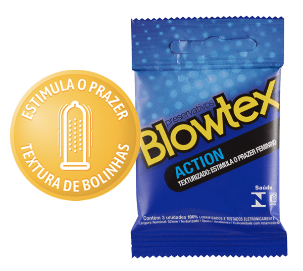 PRESERVATIVO ACTION TEXTURIZADO 03 UNIDADES BLOWTEX