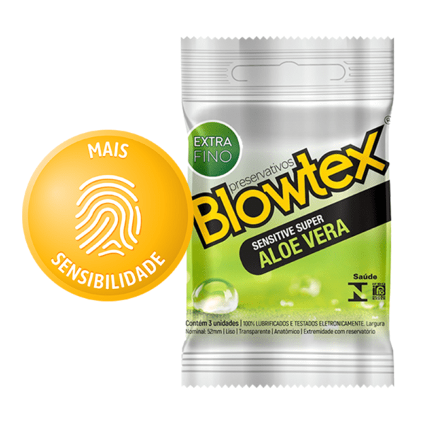 PRESERVATIVO SUPER SENSITIVE EXTRA FINO ALOE VERA 03 UNIDADES BLOWTEX