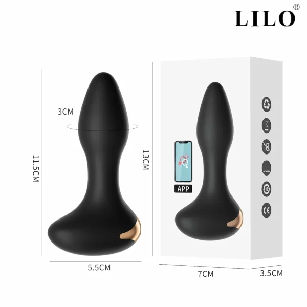 PLUG ANAL CONICO EM SILICONE CONTROLE POR CELULAR PRETO LILO - Image 5