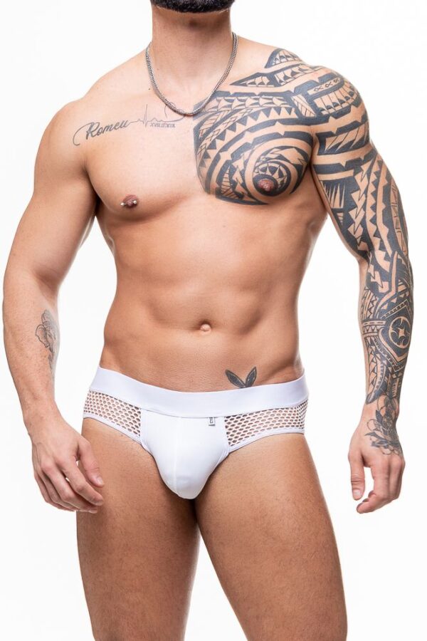 CUECA SUPLEX BRANCO OM ARRASTAO ABERTO ATRAS - Image 2