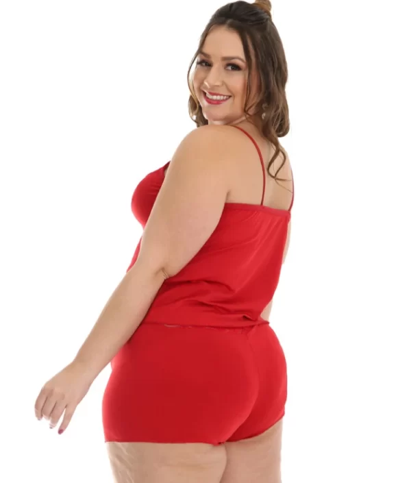 BABY DOLL PLUS SIZE COM RENDA VERMELHO TAM 48 - Image 2