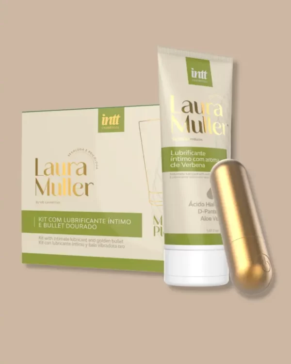 KIT LUBRIFICANTE ÍNTIMO E BULLET MY PLEASURE COM 10 MODOS DE VIBRAÇÕES LINHA LAURA MULLER INTT