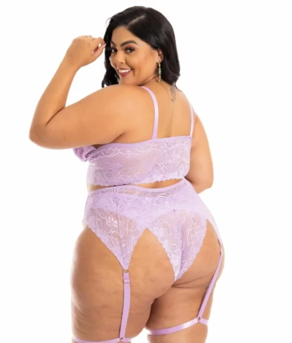 CONJUNTO PLUS SIZE COM CINTA LIGA ROXO TAMANHO 48 - Image 2